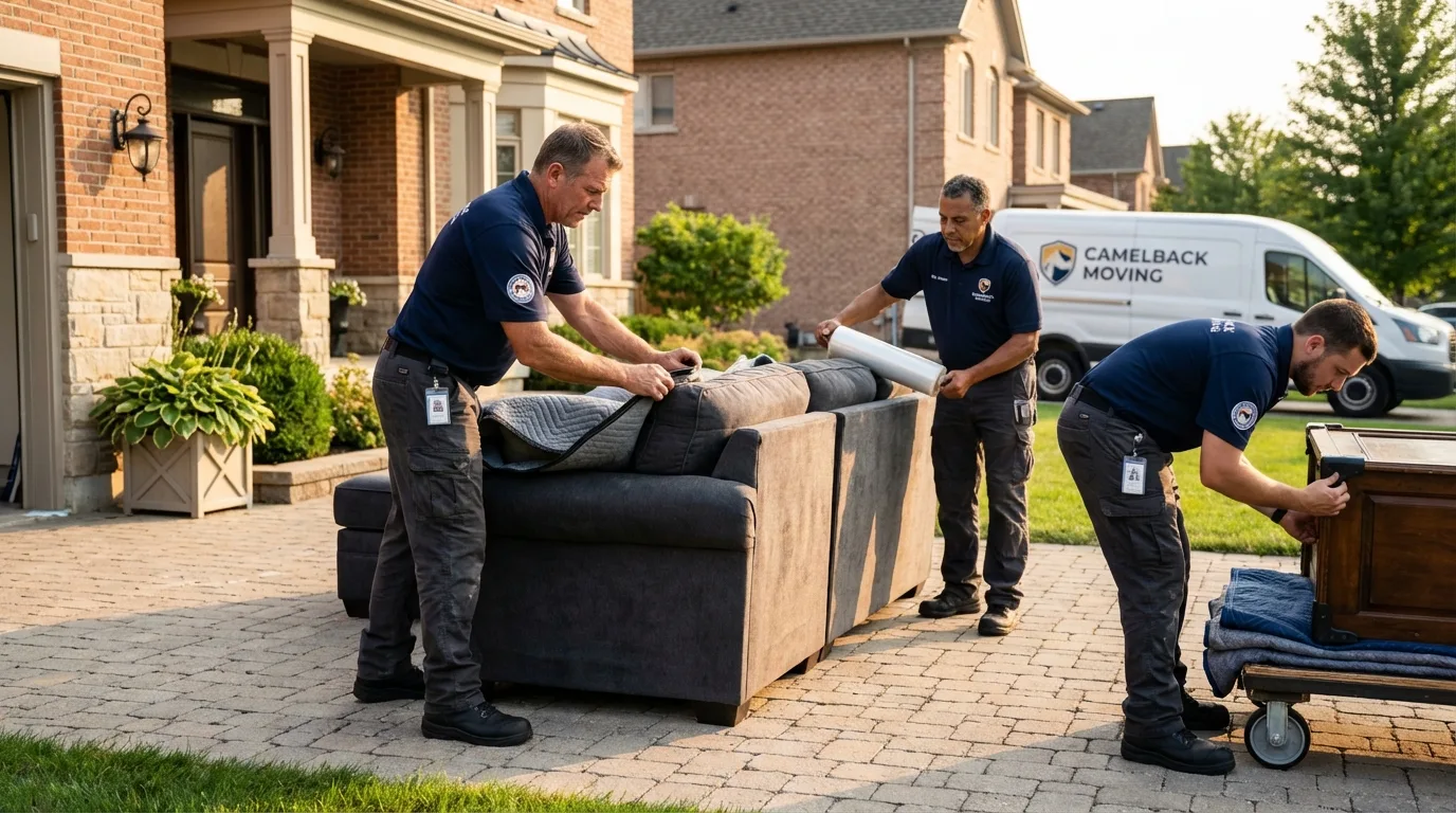 Large estate moving crew wrapping furniture in Mountain Iron, MN